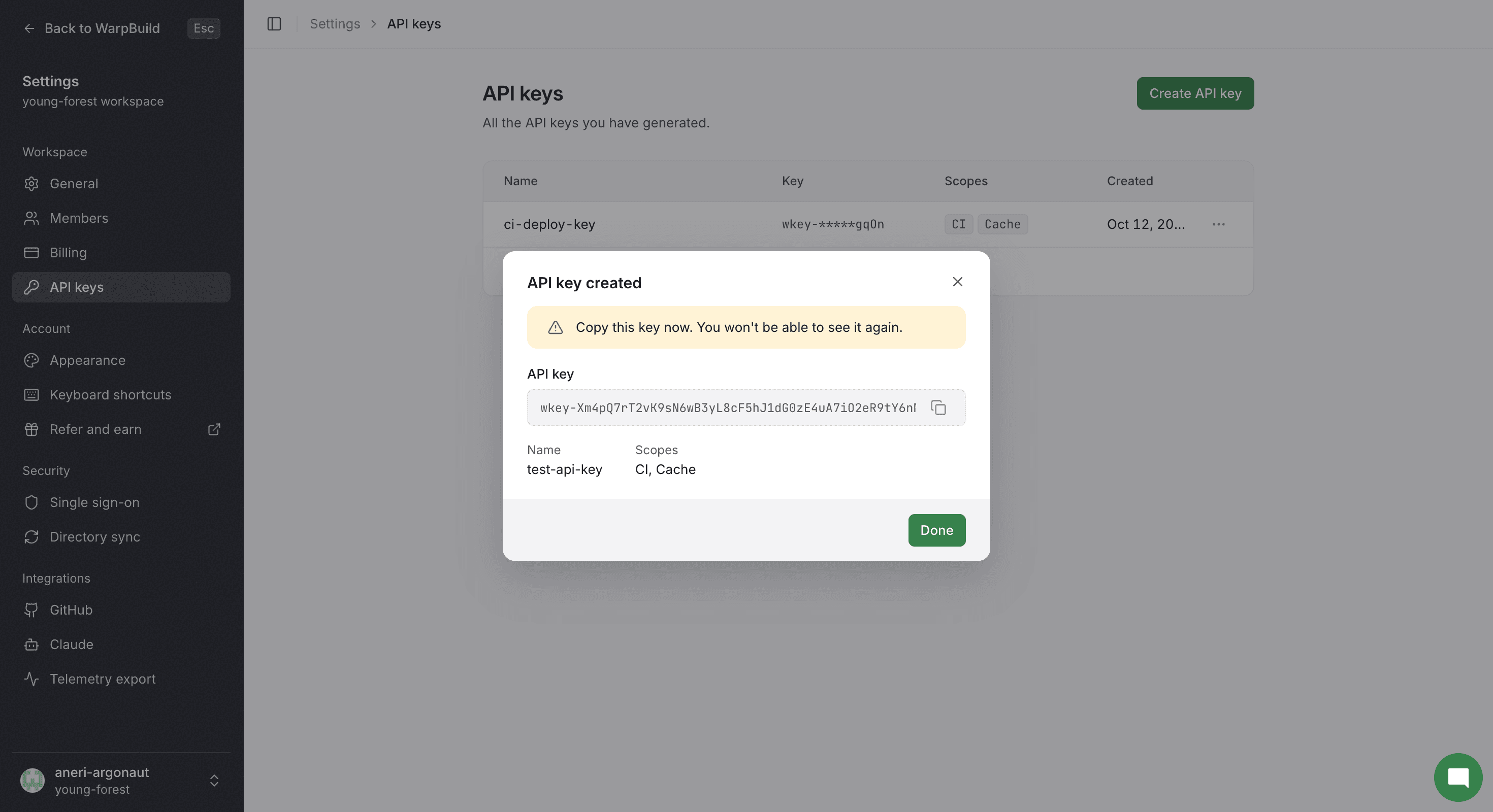 API Key Dialog
