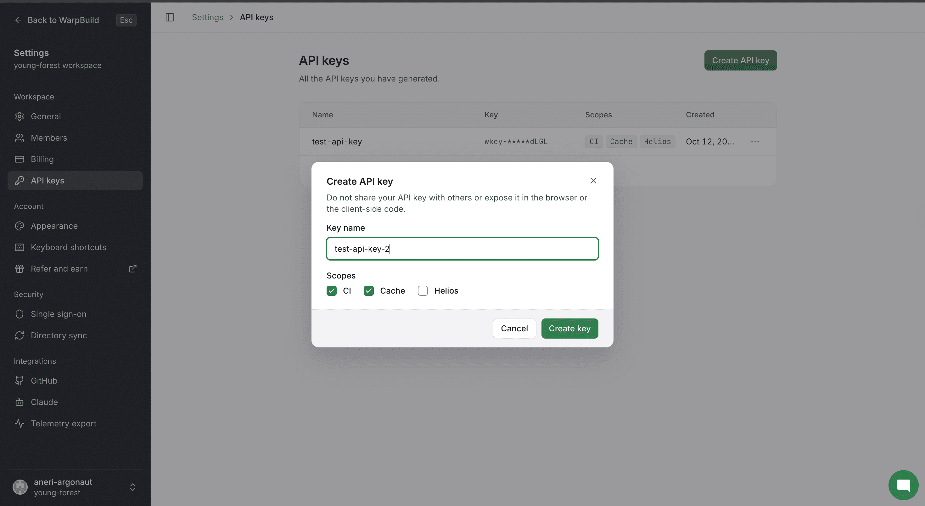 Create an API key