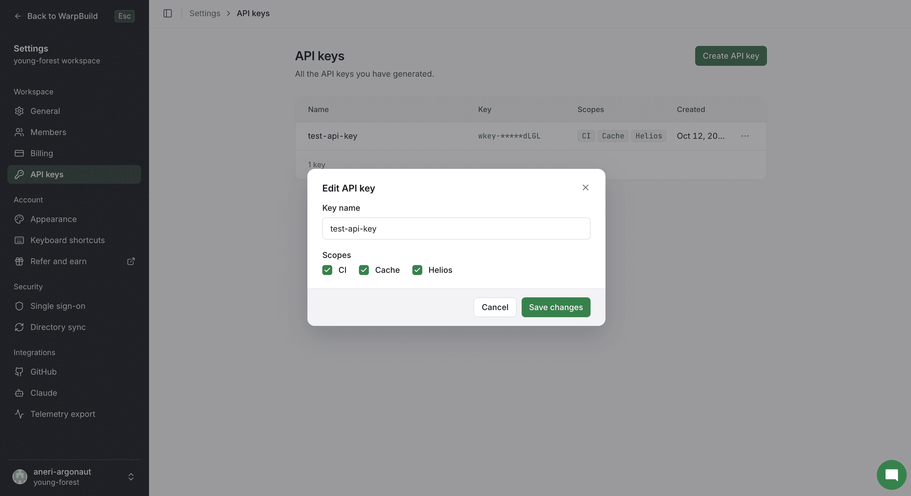 Edit an API key