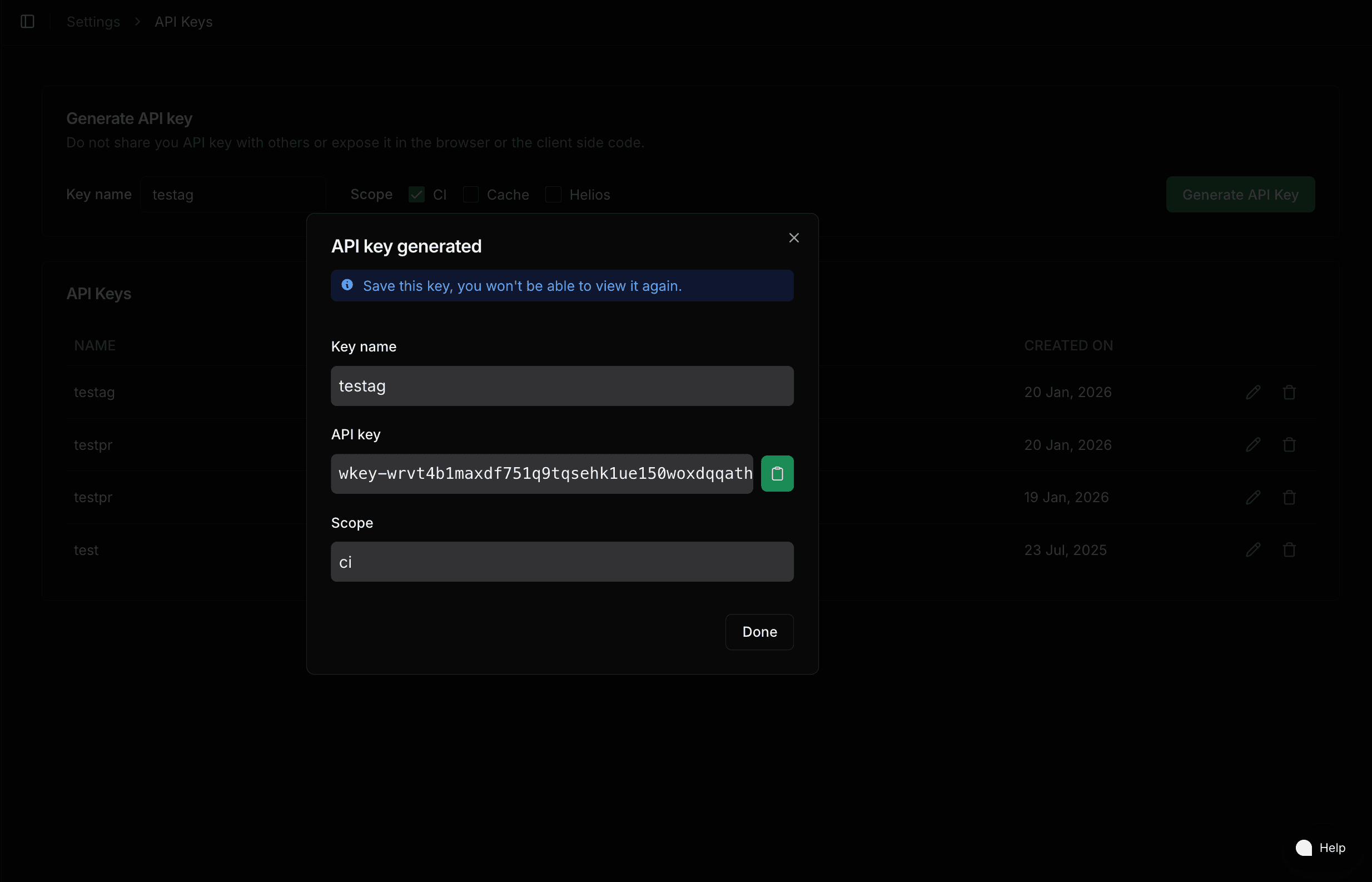 API Key Dialog