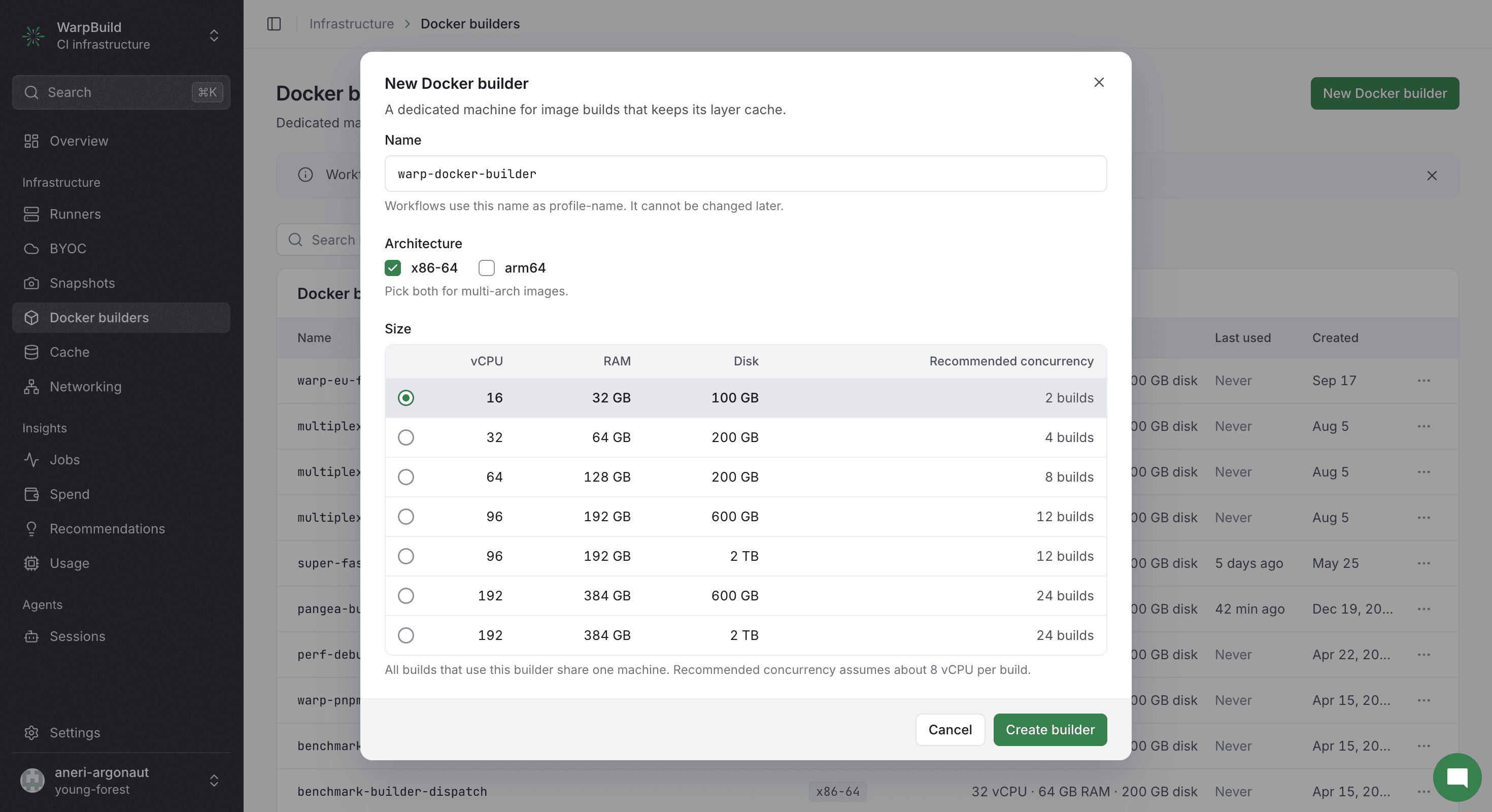 New Docker builder dialog