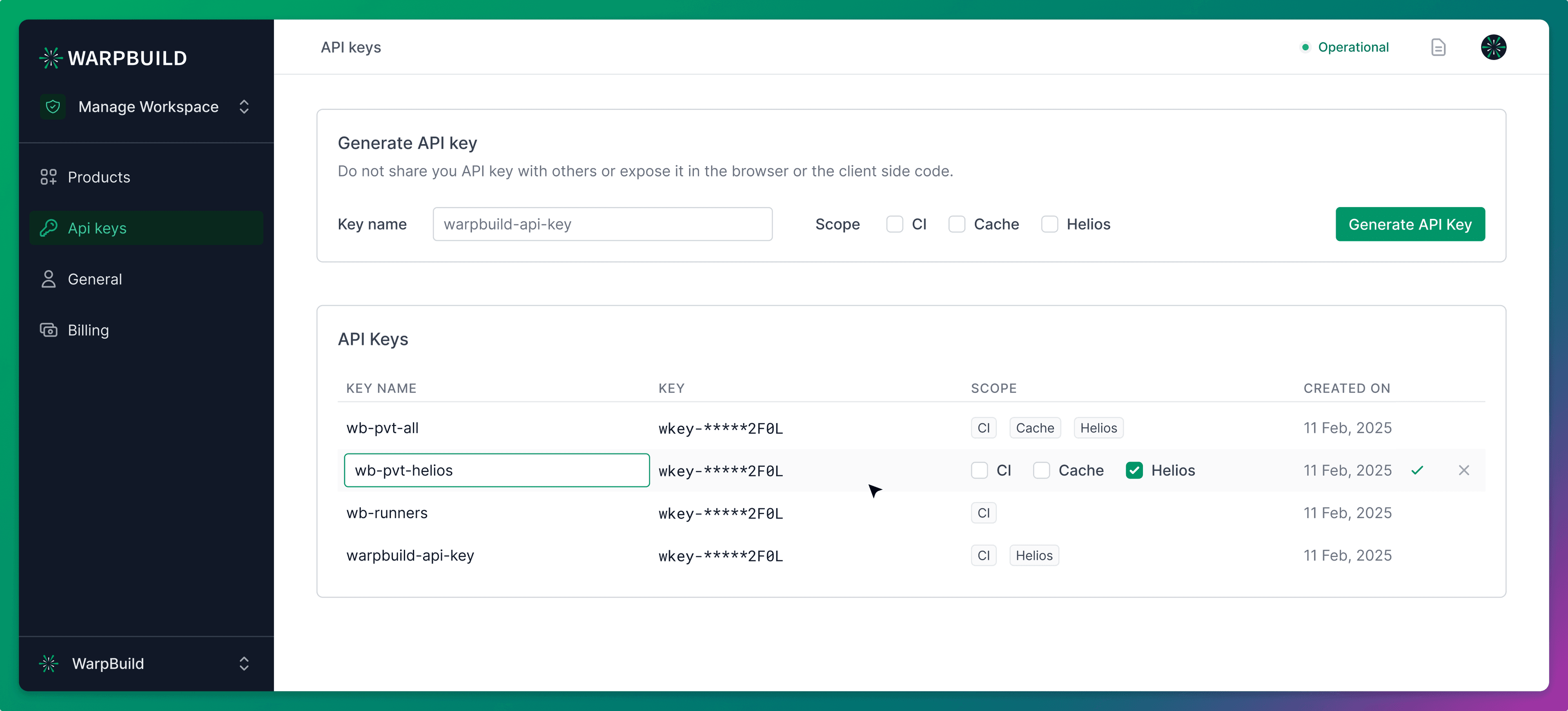 Edit an API key