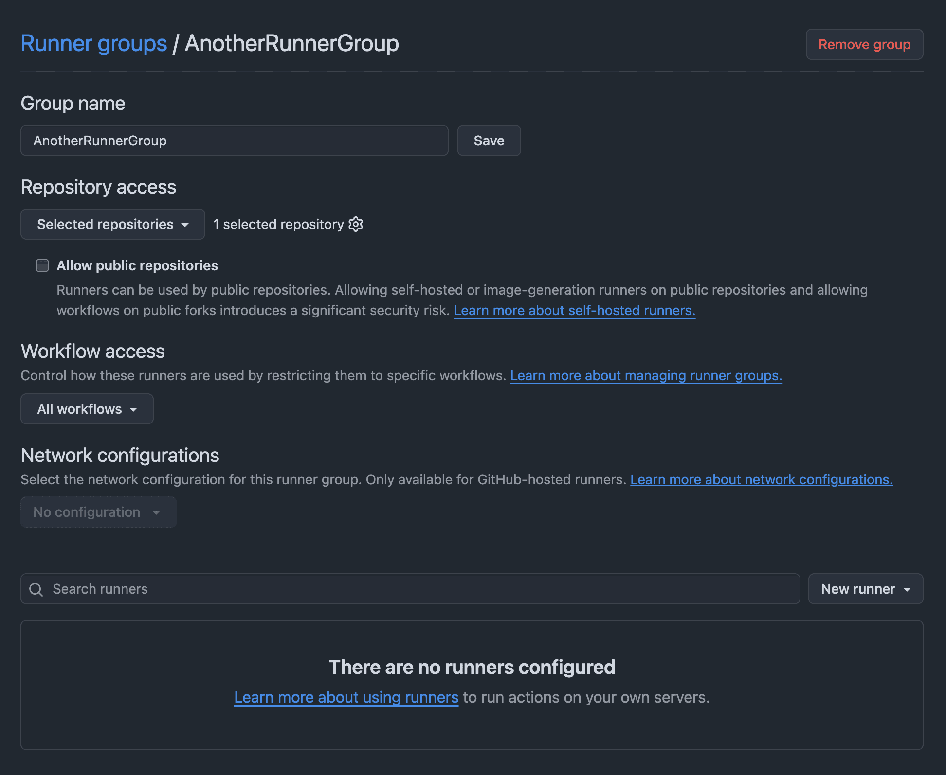 Runner Group Setting