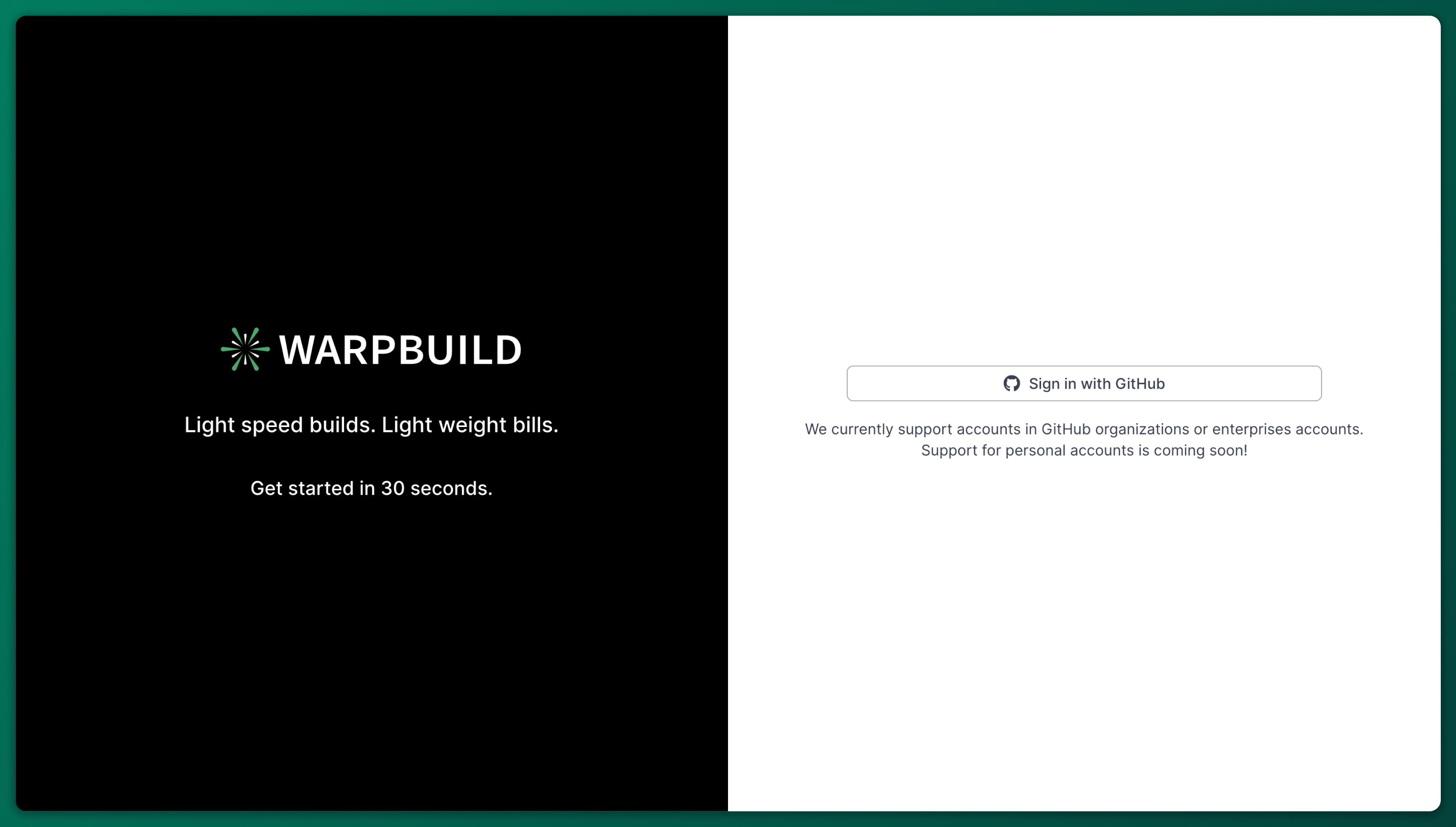 WarpBuild Account Creation